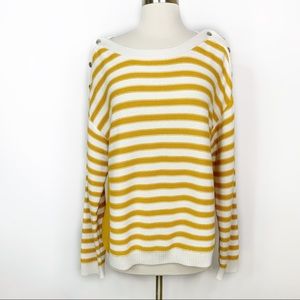 Calvin Klein Jeans White & Mustard Striped Sweater